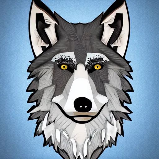 Image similar to retard wolf portrait, pop ar cartoon style