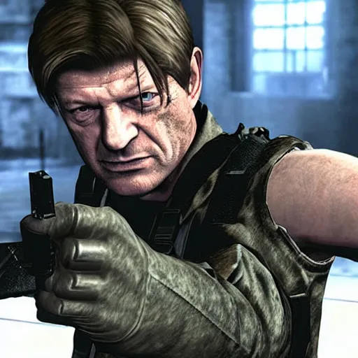 Prompt: Sean Bean in Resident Evil 3 Remake, Capcom Engine
