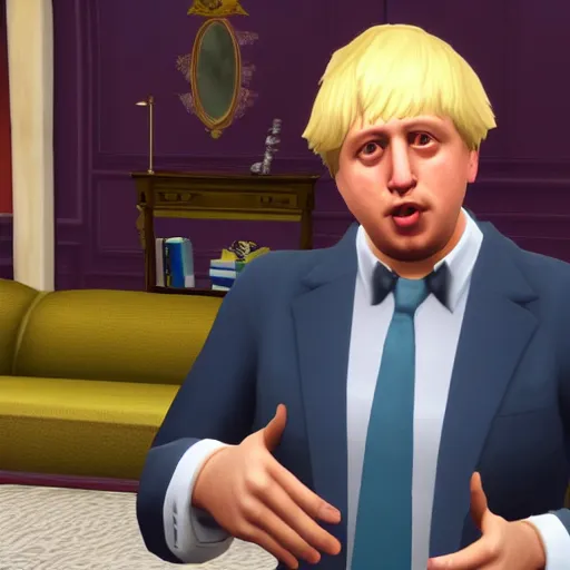 Image similar to Boris Johnson in sims 4, game play