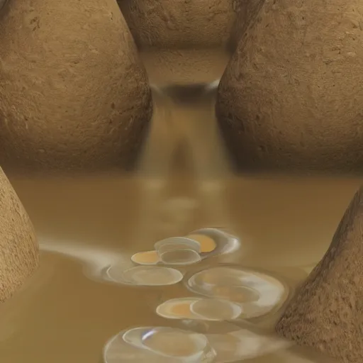 Image similar to a stream of water entering a machine made from breast shaped amphoras and producing a coin in the style of an instructions manual, 8k , octane
