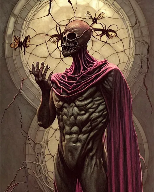 Image similar to the platonic ideal of flowers, rotting, insects and praying of cletus kasady ultimate carnage thanos dementor doctor manhattan chtulu nazgul bioshock davinci, d & d, fantasy, ego death, detailed, intricate, hyperrealism, intense, scary, decay, dmt, art by artgerm and greg rutkowski and alphonse mucha