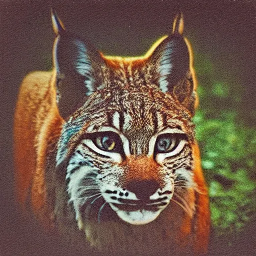 Image similar to polaroid of a lynx, grainy