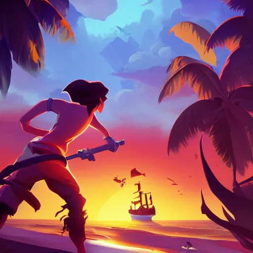 Image similar to painting treasure on sea of thieves game smooth median photoshop filter cutout vector, behance hd by jesper ejsing, by rhads, makoto shinkai and lois van baarle, ilya kuvshinov, rossdraws global illumination