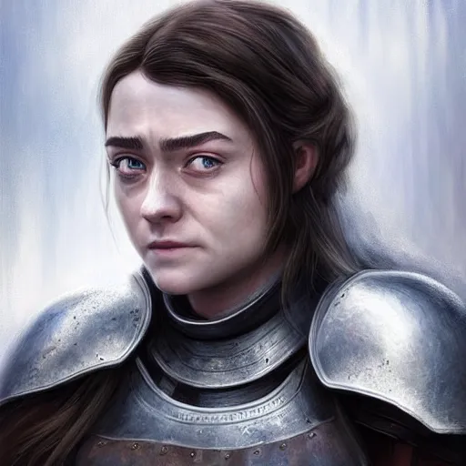 Prompt: head and shoulders portrait of a female knight, arya stark, game of thrones, by artgerm, photo
