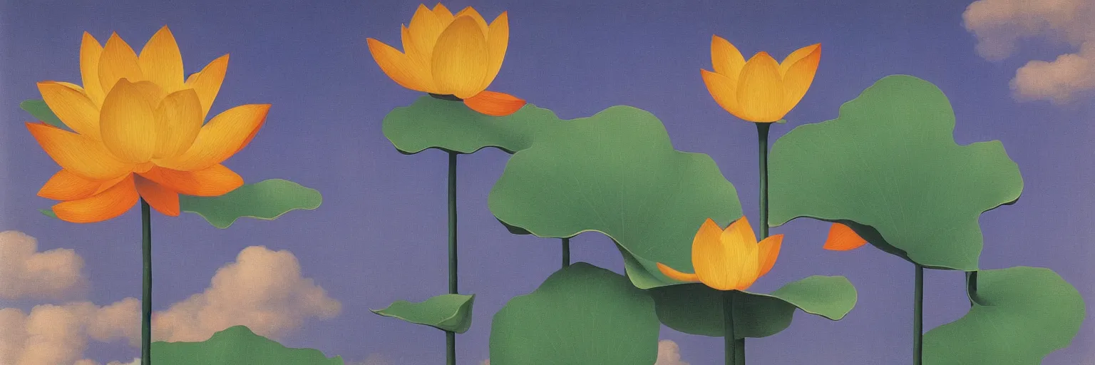Image similar to lotus flower painting magritte