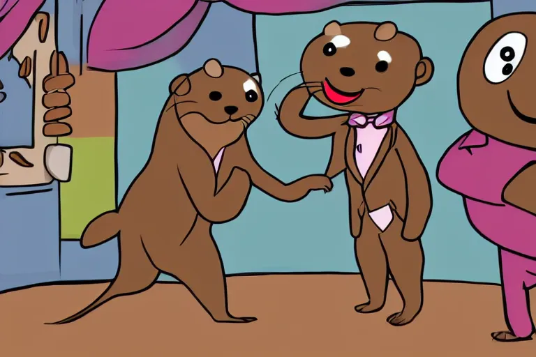 Image similar to a gay anthropomorphic otter dancing in a club, digital art, trending on Twitter