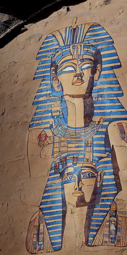 Image similar to egyptian mural of elon musk with ancient car