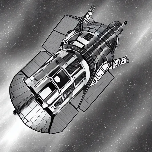 Prompt: detailed spacecraft in the style of chris bjerre