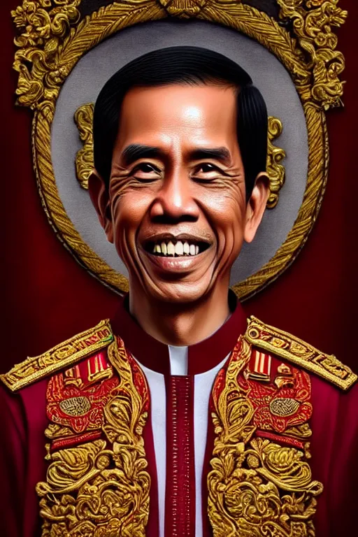 Prompt: jokowi indonesian president as saint!!, intricate, elegant, highly detailed, digital painting, artstation, concept art, smooth, sharp focus, illustration, art by ortner and mike dargas and marco grassi, 8 k