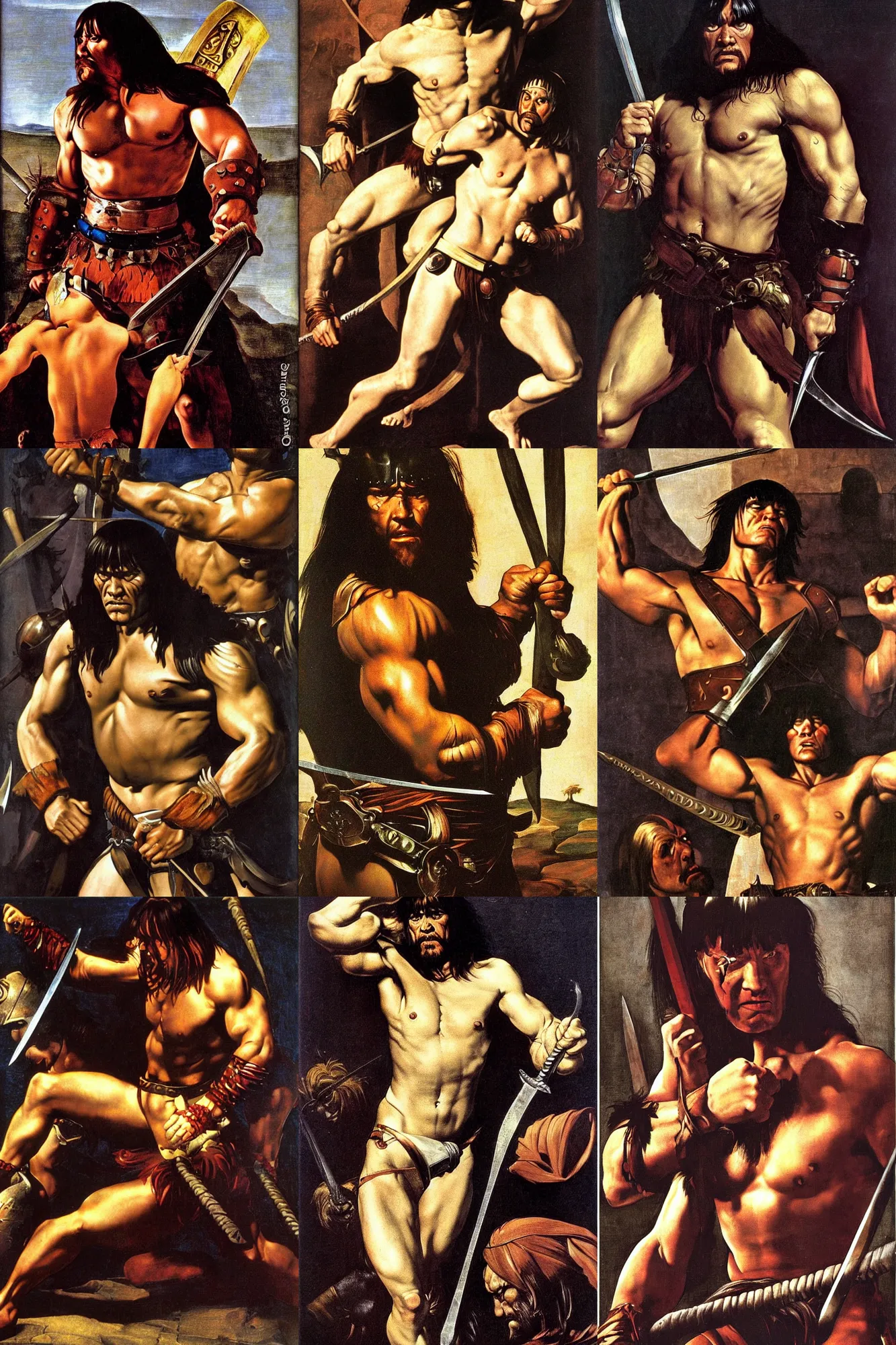 Prompt: conan the barbarian by caravaggio