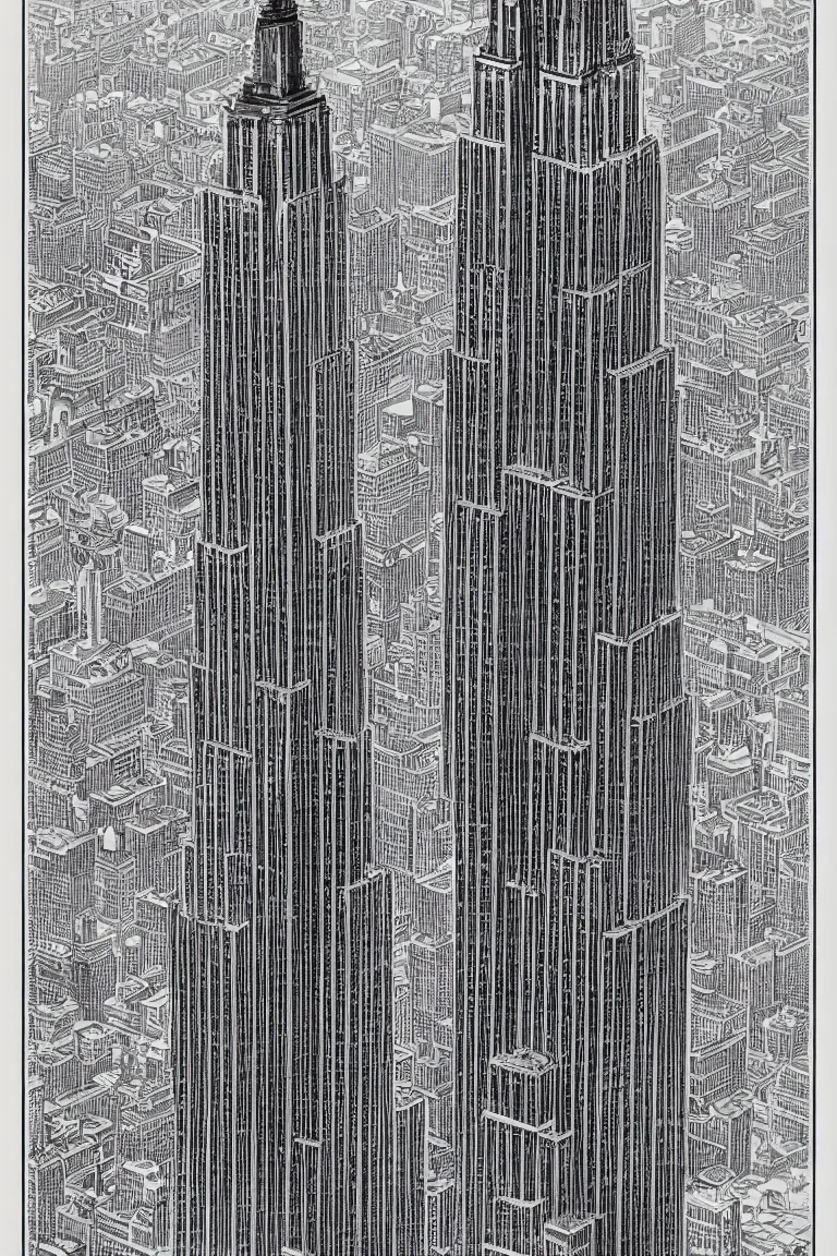 Prompt: blueprint of the Empire State Building