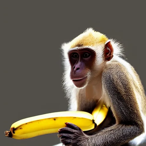 Image similar to brown monkey eating a banana, company logo