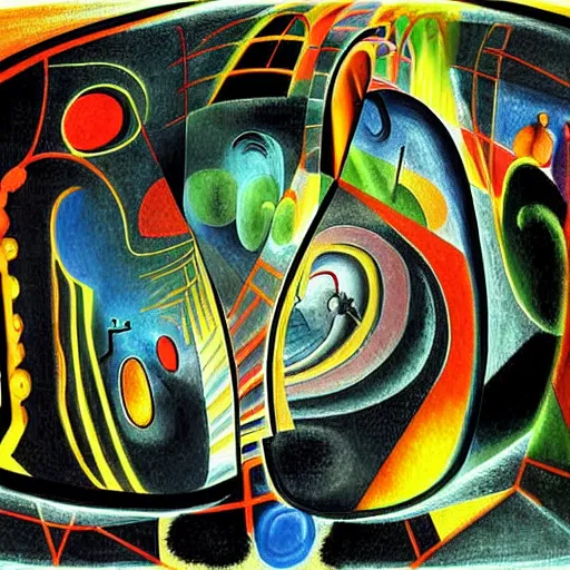 Image similar to a digital painting of a mirror with a black background, a cave painting by roberto matta, pixiv, metaphysical painting, biomorphic, circuitry, fauvism