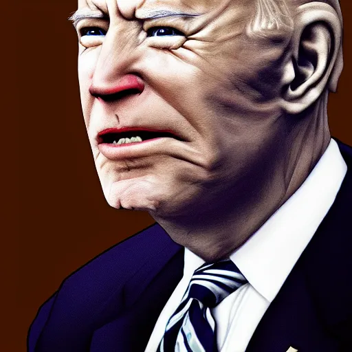 Image similar to bodyhorror portrait of biden who became an ugly retarded lovecraftian monstrosity, photo - realistic, color image, 2 k, highly detailed