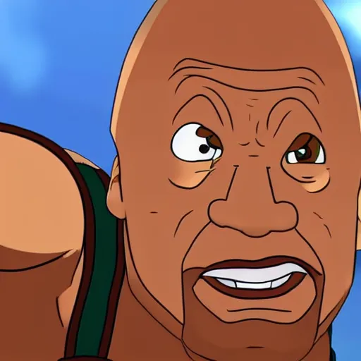 Image similar to dwayne johnson in the style of animated gravity falls