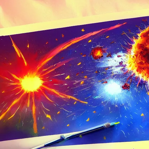 Prompt: Concept art for the earth exploding. Trending on art station, bright colors.