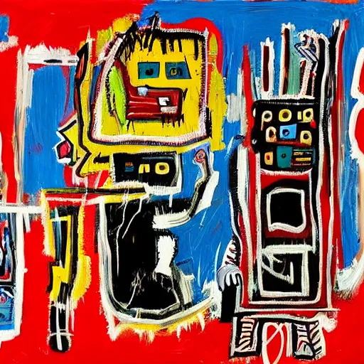 Image similar to landscape painting, highly detailed painting by Jean-Michel Basquiat