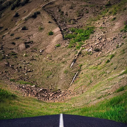 Image similar to topdown fotage of an old abandoned road