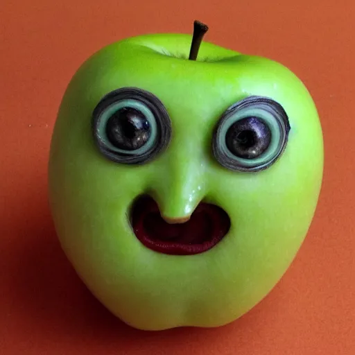 Image similar to an apple with a face