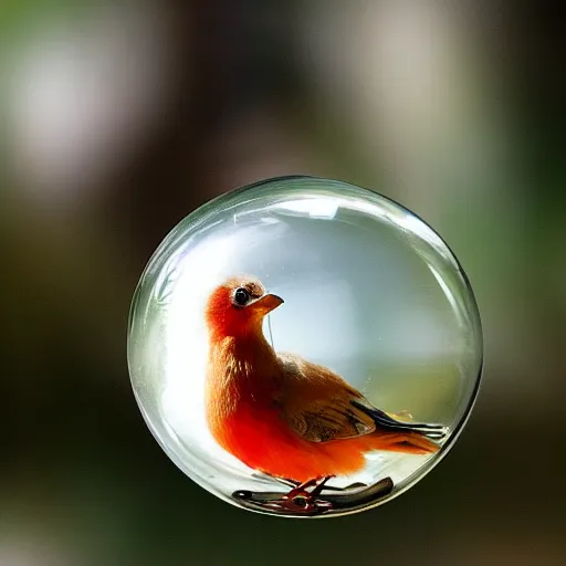 Image similar to bird in a bottle, award winning photography, hyper realistic, 4 k