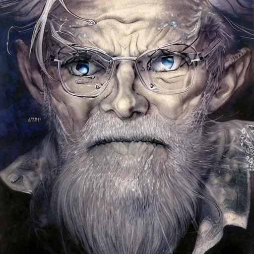 Prompt: ! dream old man, by art by yoshitaka amano, - n 9, by yoshitaka amano,