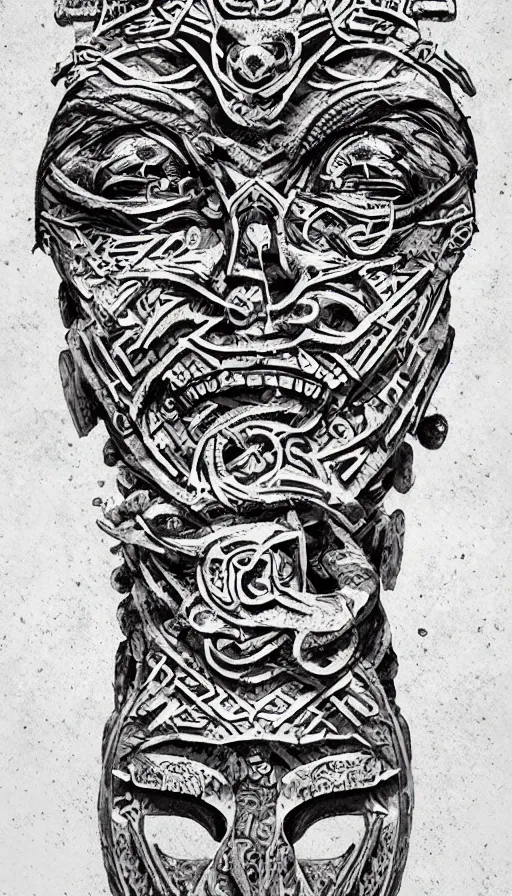 Prompt: ancient aztec fantasy face tattoo pattern concept, teonanacatl glyph, intricate artwork by, James Jean, Noah Bradley, very coherent artwork, cinematic, hyper realism, high detail, octane render, unreal engine, 8k, High contrast, higly detailed black ink outline