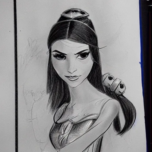 Image similar to milt kahl sketch of victoria justice as princess padme from star wars episode 3