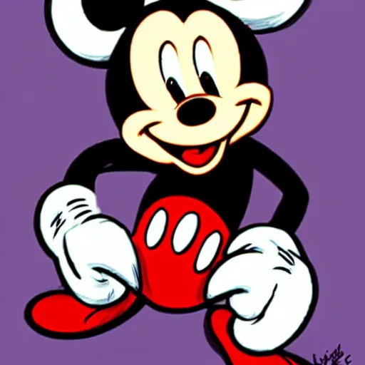 Prompt: mickeymouse as a mignon cartoon, comic