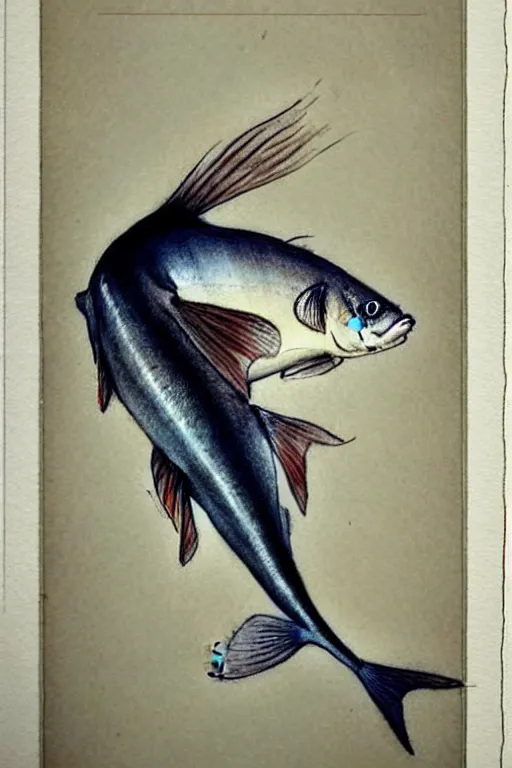 Prompt: ( ( ( cartoon fish in tuxedo. muted colors. ) ) ) by jean - baptiste monge!!!!!!!!!!!!!!!!!!!!!!!!!!!