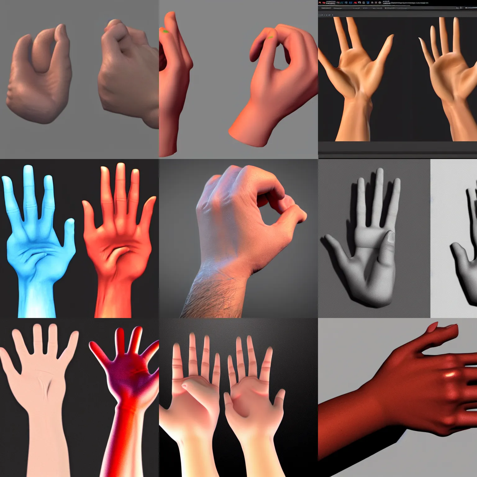 Prompt: the left and right hands wrists, long skinny fingers, subsurface scattering photorealistic