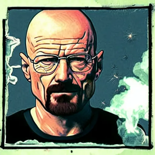 Image similar to walter white in space smoking weed