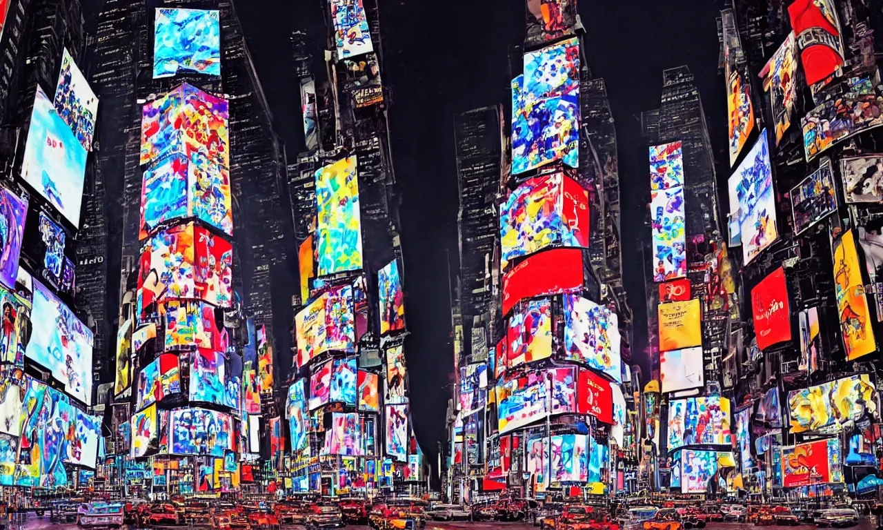 Image similar to mandelbrot 3 d volume fractal mandala ceramic chakra digital color stylized times square on a rainy bustling evening, bright lights big city