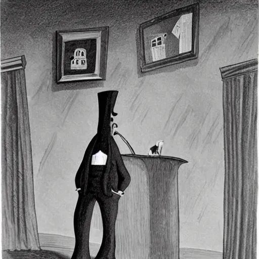 Image similar to a character by Charles Addams