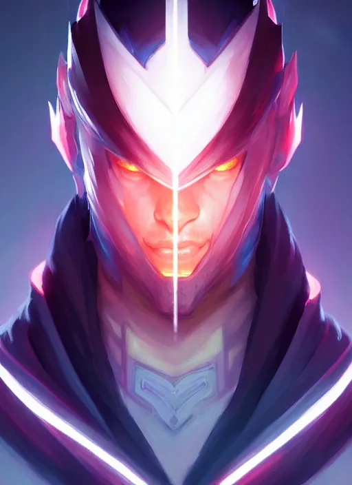 Image similar to symmetry!! portrait of yasuo, league of legends, tech wear, glowing lights!! intricate, elegant, highly detailed, digital painting, artstation, concept art, smooth, sharp focus, illustration, art by artgerm and greg rutkowski and alphonse mucha