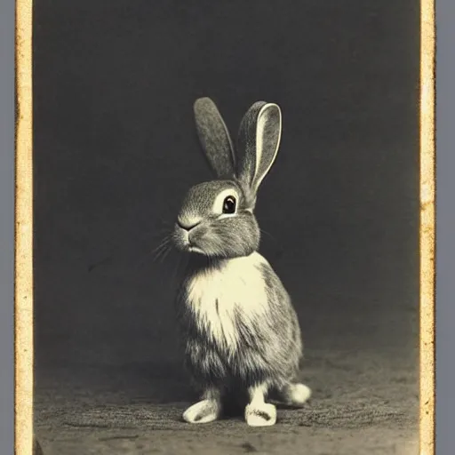 Image similar to a rabbit wearing a monocle, antique photograph