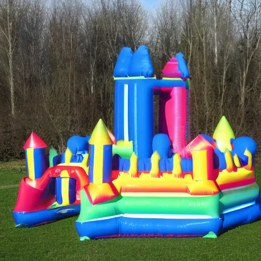 Prompt: an inflatable dark castle