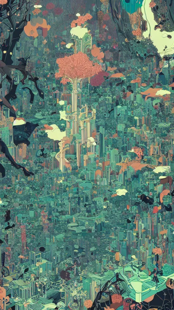 Image similar to Wonderland, Intricate ultradetailed illustration by Tomer Hanuka, by Victo Ngai, by Beeple