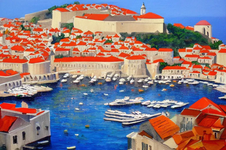 Image similar to dubrovnik, oil painting, oil in canvas, brushstrokes