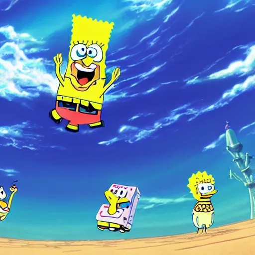 Prompt: SpongeBob anime key visual