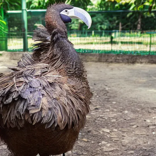 Prompt: real photograph of a dodo bird in a zoo