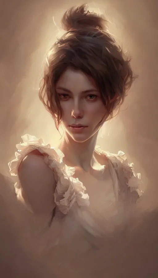 Image similar to englishwoman with a dreamy facial expression, intricate, elegant, highly detailed, digital painting, art station, concept art, smooth, sharp focus, illustration, art by artgerm and greg rutkowski and