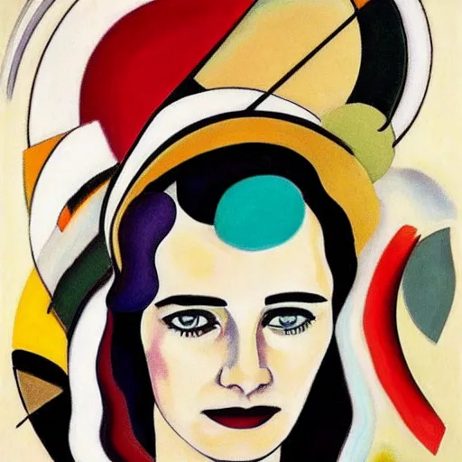 Image similar to eva green portrait, style by kandinsky, art deco, portrait,