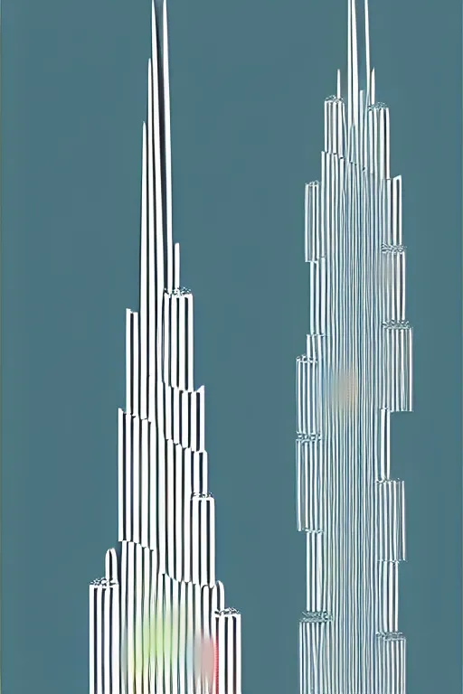 Image similar to minimalist boho style art of colorful burj khalifa, illustration, vector art