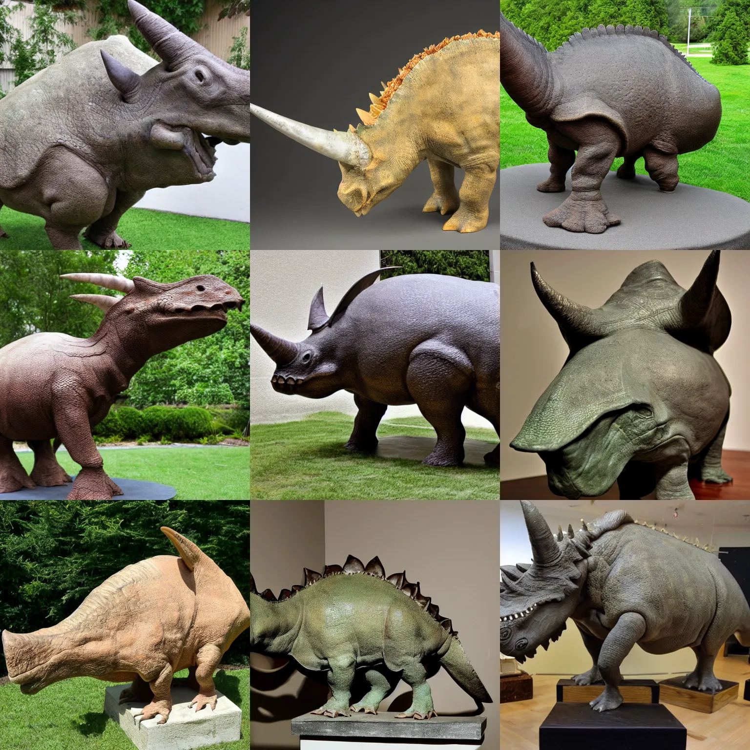 Prompt: a sculpture of a Triceratops