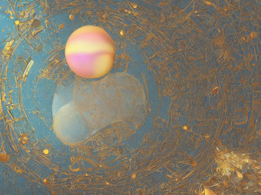 Image similar to 3 d render, sunlight study, the universe is a spheroid region 7 0 5 meters in diameter, art nouveau, by clara peeters and ( ( ( ( ( lisa frank ) ) ) ) ), 8 k, sharp focus, octane render