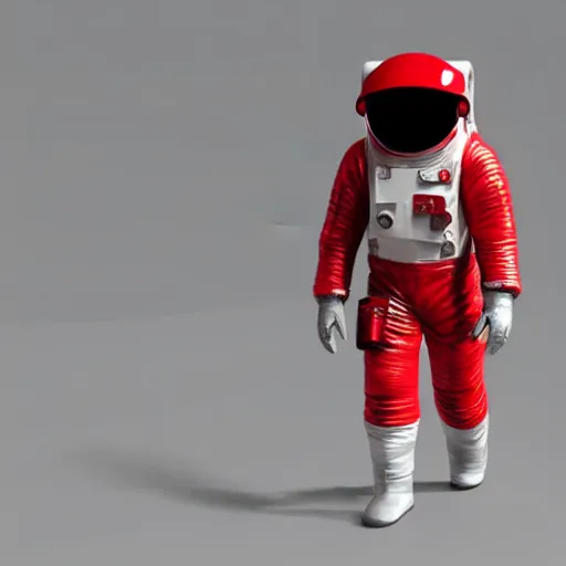 Prompt: short 3 d model of a red astronaut