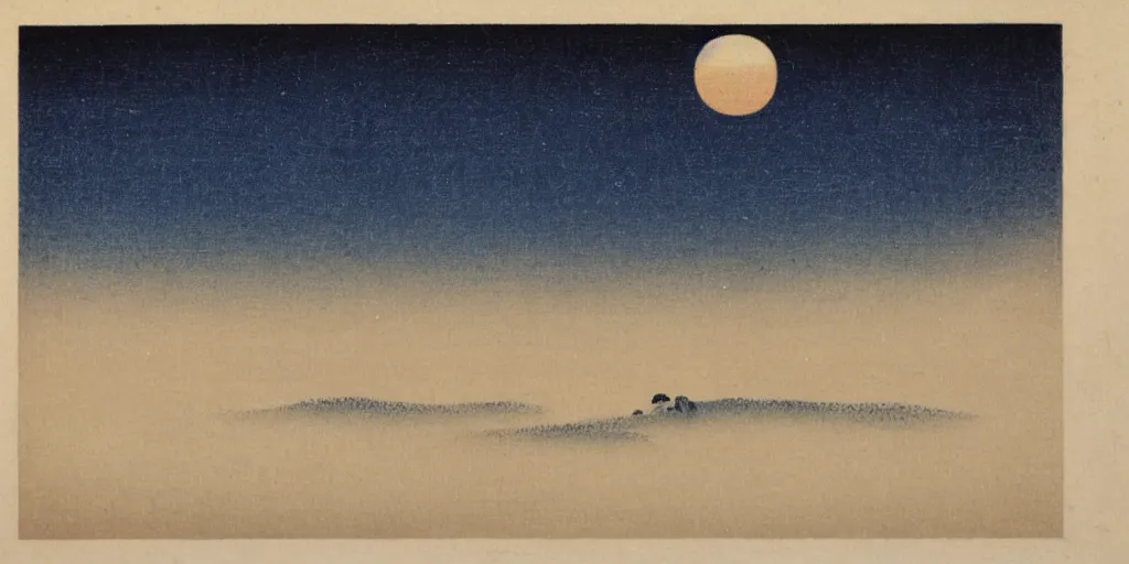 Prompt: night sky by ohara koson, 1 9 1 0