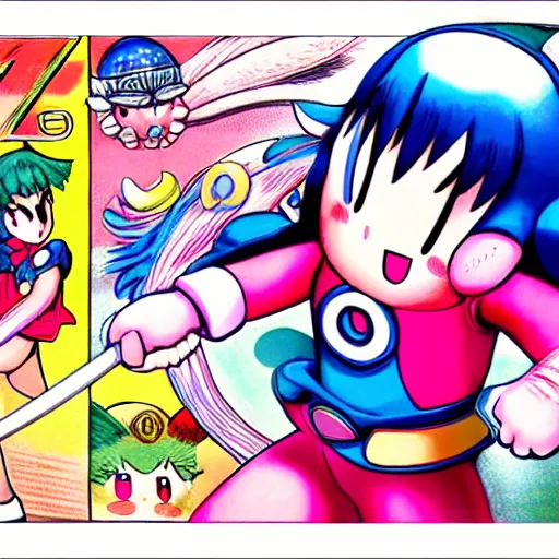 Image similar to kirby as girl, yusuke murata,