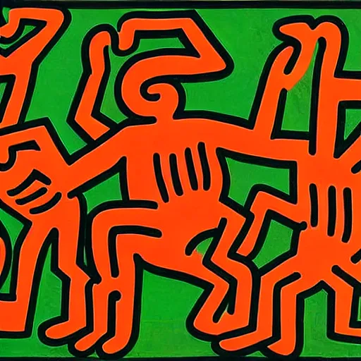 Image similar to Vietnamese wilderness by Keith Haring.