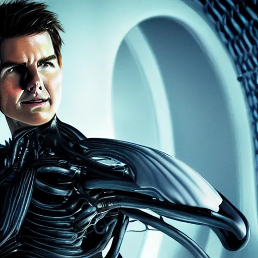 Prompt: Portrait of Tom Cruise portraying an alien, sci-fi movie cinematic frame, detailed, sharp